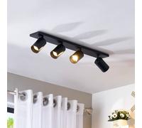 Foco Arcchio Brinja, negro, 65 cm de largo, Ø 7 cm, 4 luces.