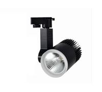 Foco carril LED 4 vías, PF>0,9, 7W, 4000K, 230V, color negro; ideal para iluminación de espacios comerciales y decorativos.