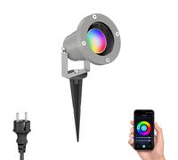 Foco de jardín DUK con pica de tierra para exterior IP65 enchufe gris incl. [EEK: F]