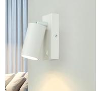 Foco de pared Aluminio Acero Blanco Pasillo Cocina Salón H:14 cm GU10 con interruptor Luz de lectura móvil Foco de pared Dormitorio EMILY