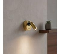 Foco de pared LED Ideal Lux Bean, Ø 7 cm, color latón
