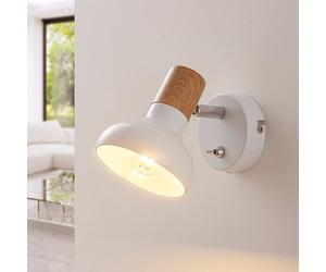 Foco de pared Lindby Fridolin, 14cm, blanco, metal, interruptor