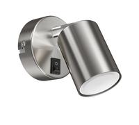 ledscom.de Foco de pared WAIKA, de una sola luz, con interruptor, GU10, cromo mate, incl. lámpara LED GU10 (blanco, 6,74W, 630lm, 100°)