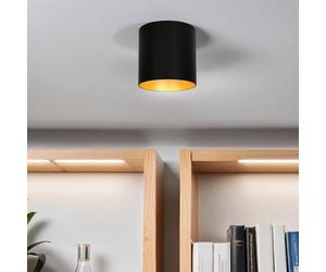 Foco de superficie negro, dorado, plafón GU10 de superficie, plafón de techo, foco, H:12,5 cm, Ø12,7 cm, pasillo, cocina, salón, plafón de superficie, luminaria de interior