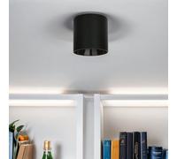 Foco de superficie XL POINT de metal en negro D: 12,7 cm A: 12,5 cm GU10 intercambiable pasillo cocina salón spot lámpara de techo de superficie interior de alto voltaje