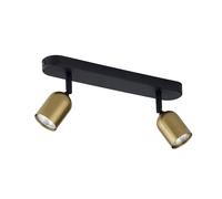 Foco de Techo 2-flammig en Negro Metal Oro Elegante GU10 Flexible Pasillo Luz