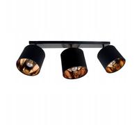 Foco de Techo Ajustable Metal Tela Negro Oro E27 L:90CM Oficina Lámpara