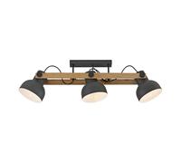Foco De Techo Flexible De Oficina Madera Metal Negro E27 96 Cm Luz Pasillo