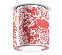 Foco de Techo Lámpara Cerámica Pequeño Ø 12,5cm H: 14cm E27 Rojo Blanco a Mano