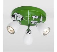 Foco de techo Lighbox con motivo de fútbol Ø 31cm incl. bombilla LED recambiable 3x3 W GU10, 3 x 300 lumen, 3000 Kelvin, luz blanca cálida - foco orientable - verde metálico/blanco y negro
