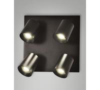 Foco de techo Modo de 4 luces de aluminio fundido a presión, color negro, casquillo GU10, diseño moderno y elegante para iluminación interior