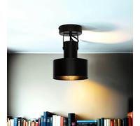 Foco De Techo Negro Metal Con Pantalla Ø15cm Lámpara