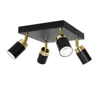 Foco De Techo Regulable De Metal Negro Y Dorado 4 Focos GU10 B: 25cm