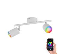Foco de techo WAIKA de dos luces, blanco mate incl. Smart Home RGBW GU10 LED [EEK: F]