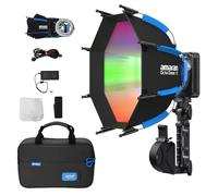 Foco de vídeo RGB Amaran Ray 120c, luz LED COB compacta de 120 W con Montura Bowens y softbox Octa Dome 30, Temperatura de Color CCT de 1800K a 20000K, Control Mediante aplicación para fotografía.