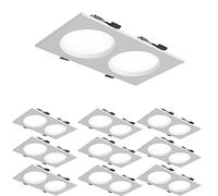 Foco empotrable Cuadrado de Doble Cabezal, Foco LED de Techo con r, luz empotrada Ultrafina, focos Delgados para Lavabo de baño y Sala de Estar.