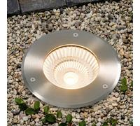 Foco empotrable de suelo LED Arcchio Thentos, Ø 18 cm, 60°, níquel, IP67