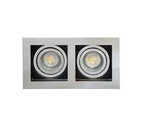 Foco empotrable de techo GU10 cuadrado, individual, doble o triple. Inclinable, en acabado cromado o satinado., cromo, negro, Double (Chrome), GU10