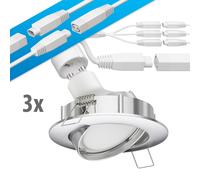 Foco empotrable de techo LED DEX cromo mate orientable GU14,742W 450lm c/u