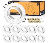 Foco Empotrable LED Techo, 10 Pieza Marco Focos GU10 Blanco Redondo, con Portalámparas GU10 para Lámparas de Led O Halógena, Ángulo basculación 30° AC 230V, Marco Empotrado Ojos de Buey para Techo