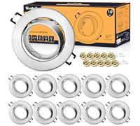 Foco Empotrable LED Techo, 10 Pieza Marco Focos GU10 Metálico Redondo, con Portalámparas GU10 para Lámparas de Led O Halógena, Ángulo basculación 30° AC 230V, Marco Empotrado Ojos de Buey para Techo