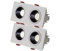 Foco empotrable Rectangular de Doble Cabezal, anslumbrante, de Nido de Abeja, 6 W x 2/8 W x 2, de Aluminio Cuadrado, con Doble Cabezal, LED, 2 Unidades
