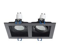 Foco empotrable rectangular negro doble lámpara LED GU10 16 W luces techo 230 V, 1160 lúmenes luz difusa ideal para iluminar el hogar, dormitorio, cocina, pasillo, oficina, hotel (luz 3000 K cálida)