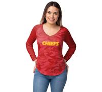 FOCO Kansas City Chiefs NFL - Camiseta raglαn de camuflaje tonal con marca para mujer, talla pequeρa