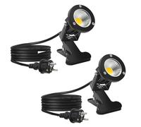 Foco LED con clip Cable de 2 m con enchufe Iluminación LED para jardín de 7 W Luz de jardín Foco para jardín Foco para césped IP65 a prueba de agua para césped de patio exterior(3000K 2 piezas)