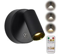 Foco LED con mando a distancia, lámpara de pared recargable por USB, 3 temperaturas de color, regulable, lámpara de pared, inalámbrica, con función de temporización, foco para plantas artísticas,