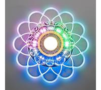 Foco LED de Cristal, Kit de iluminación de Techo para Montaje en Superficie, focos de Cristal Redondos de Perfil bajo con Controlador, Foco de 9 W, lámpara Decorativa de Techo con Forma de Flor CREA