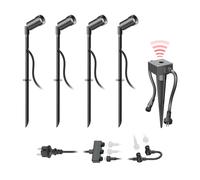 ledscom.de Foco LED de jardín Spico negro con punta de tierra, sensor crepuscular para exteriores IP44 105lm c/u blanco cálido juego de 4