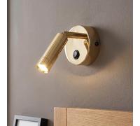 Foco LED de pared de metal dorado para salón, dormitorio y oficina, H: 11 cm, 3 W, con interruptor, ajustable de forma flexible, elegante y moderno, para pasillo PASA