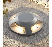 Foco LED de suelo Lucande Jeffrey, plateado, 4 salidas de luz