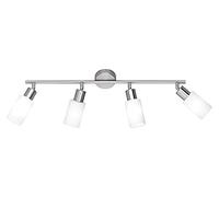 Foco LED de techo regulable con 4 focos y pantallas de cristal blanco opalino de 60 cm de ancho
