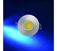 Foco LED empotrable de 3 W, color azul, pequeño empotrable, marco plateado