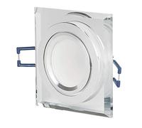 Foco LED empotrable de cristal cuadrado - transparente, 5 W, blanco cálido 12 V - MR16 - Foco empotrable orientable plano como lámpara de techo - Foco empotrable 75 - 80 mm orificio de perforación