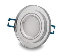 Foco LED empotrable de cristal, redondo, transparente, 5 W, blanco neutro, 230 V, intensidad regulable, orientable, plano como lámpara de techo, foco empotrable de 75 a 80 mm