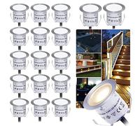 Foco LED empotrable para terraza, IP67, impermeable, 32 mm de diámetro, 0,6 W, para cocina, jardín, pasarela, puente de madera, blanco cálido, 18 unidades