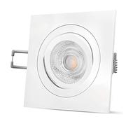 Foco LED empotrable QF-2 en color blanco, foco empotrable orientable, 6 W COB LED blanco cálido, GU10 230 V, equivalente a 50 W [sus ventajas: fácil instalación, excelente luminosidad, calidad de luz y procesamiento] también para marquesinas, garajes, garajes y aparcamientos
