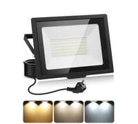Foco LED Exterior 100W Con Enchufe 1.5m, 3000K/4500K/6500K, 10000LM Superbrillante, Memoria, IP66 Impermeable, Proyector Para Patio, Jardín, Terraza