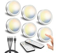 Foco LED Interior Sin Cable, 1600mAh Luz Armario Recargable USB con Mando Luces LED Vitrina Bateria Magnética Lámpara Cocina Debajo Mueble Adhesiva Luz Pilas Pulsador Iluminacion Tactil Inalambrica