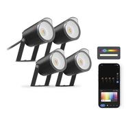 Set 4 focos outdoor SmartLED Ksix, WiFi + APP incluida, 18W, 900 lúmenes, RGBWIC, IP65, Ampliable, Estacas incluidas