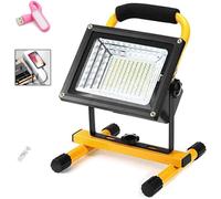 Foco LED portátil, 500 W, 8000 lúmenes, 130 LED, luz de inundación recargable inalámbrica, lámpara de trabajo con batería LED con control remoto, carga USB, 4 modos de luz de trabajo para regulable,