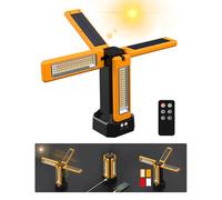 Foco Led Portátil Solar con Tripode Portatil, Foco Recargable de Bateria 13200 mAh, Luz de Trabajo Llevada Regulable de Forma Continua, Blanco/Cálido/ROJO (SOS) (Naranja sin soporte)