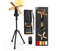Foco Led Portátil Solar con Tripode Portatil, Foco Recargable de Bateria 13200 mAh, Luz de Trabajo Llevada Regulable de Forma Continua, Blanco/Cálido/ROJO (SOS) (Naranja con control remoto)