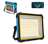 Foco LED Recargable 100W LED Foco de Trabajo Portátil con energía solar y Bateria USB Recargable 10000mAh Base Magnética 5 modos de iluminación - Ideal para Camping, Pesca, Emergencias, Garaje, Taller