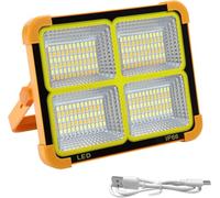 Foco LED recargable portátil, batería luz de trabajo, faro obra LED para reparación de coches, camping, plegable - Power Bank recargable panel solar USB