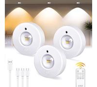 Foco LED Recargable, Regulable Luz LED Armario con Control Táctil y Remoto, Luz Nocturna Cocina Bajo Mueble 3 Colores Regulables, sin Cables, Temporizador, Magnético para Dormitorio Armarios Vitrina