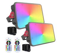Foco LED RGB Exterior 50W, Indmird 2 Piezas Focos Led con Control Remoto 16 Millones de Colores 4 Modos IP66 Impermeable Regulable Proyector RGB Exterior Para Jardín Fiestas Terraza Hotel Navidad